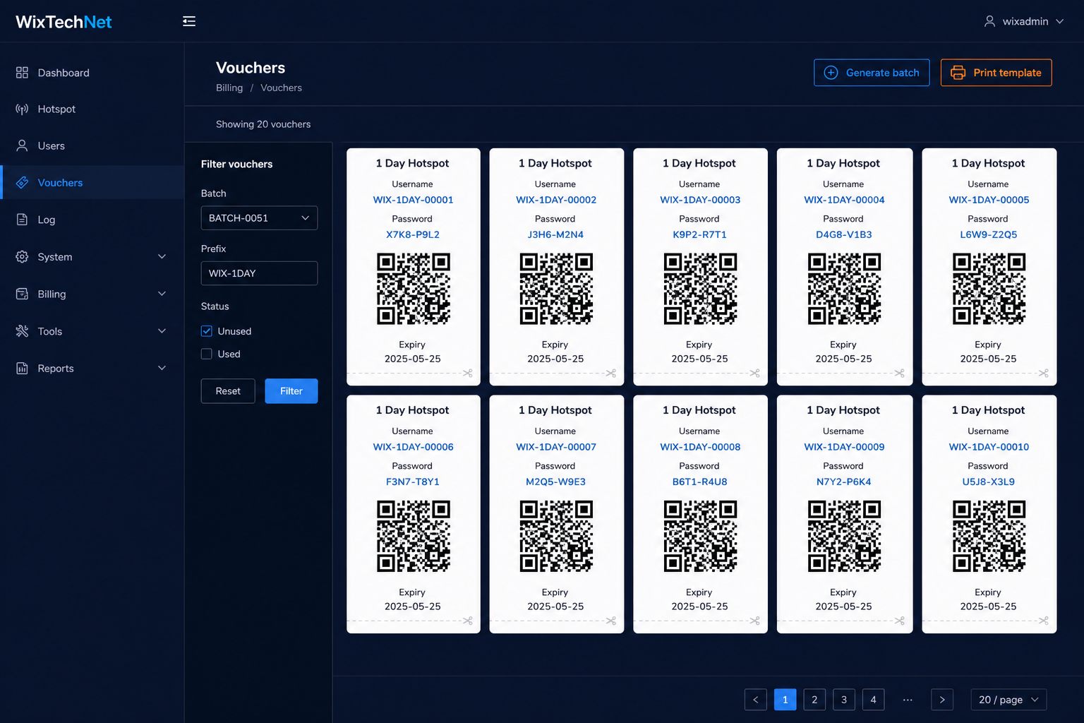 Batches, QR, print templates